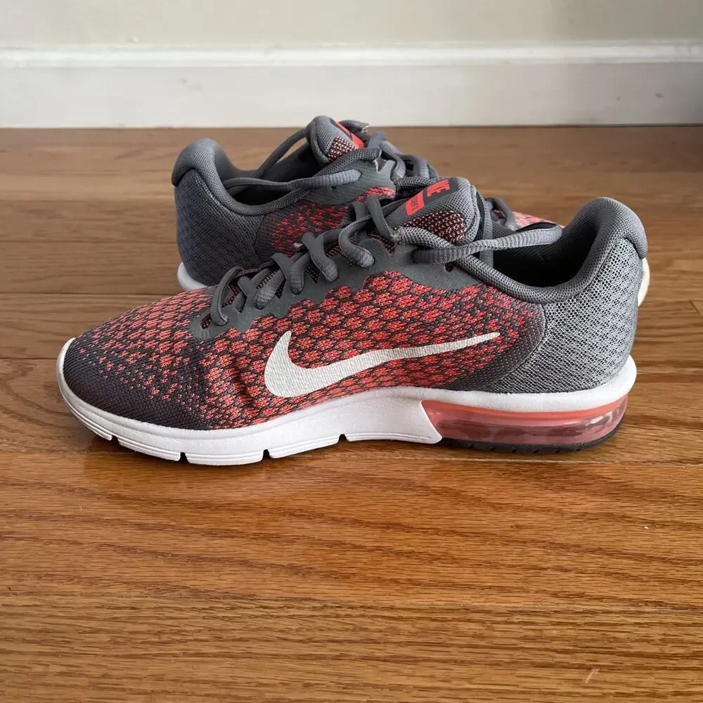 Nike Air Max Sequent 2 Womens 9.5 Gray Pink Running Sneakers 852465-003